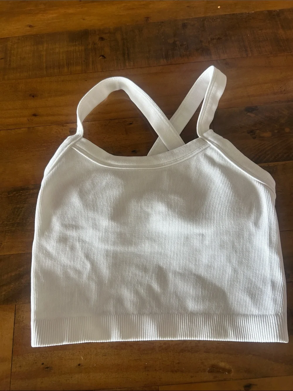 White Ribbed Cropped Tank Top